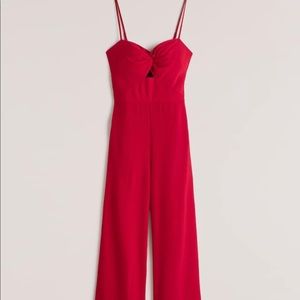 NWT Abercrombie & Fitch Twist-Front Cutout Jumpsuit in Red